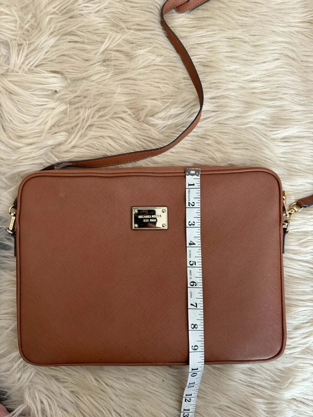 Michael Kors Brown Leather Crossbody Laptop Bag Brown Unisex‎